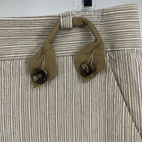 BCBGMaxazria Trouser Skirt Women's Size 6 Mini Tan Pin Striped Y2K Preppy - Picture 2 of 8